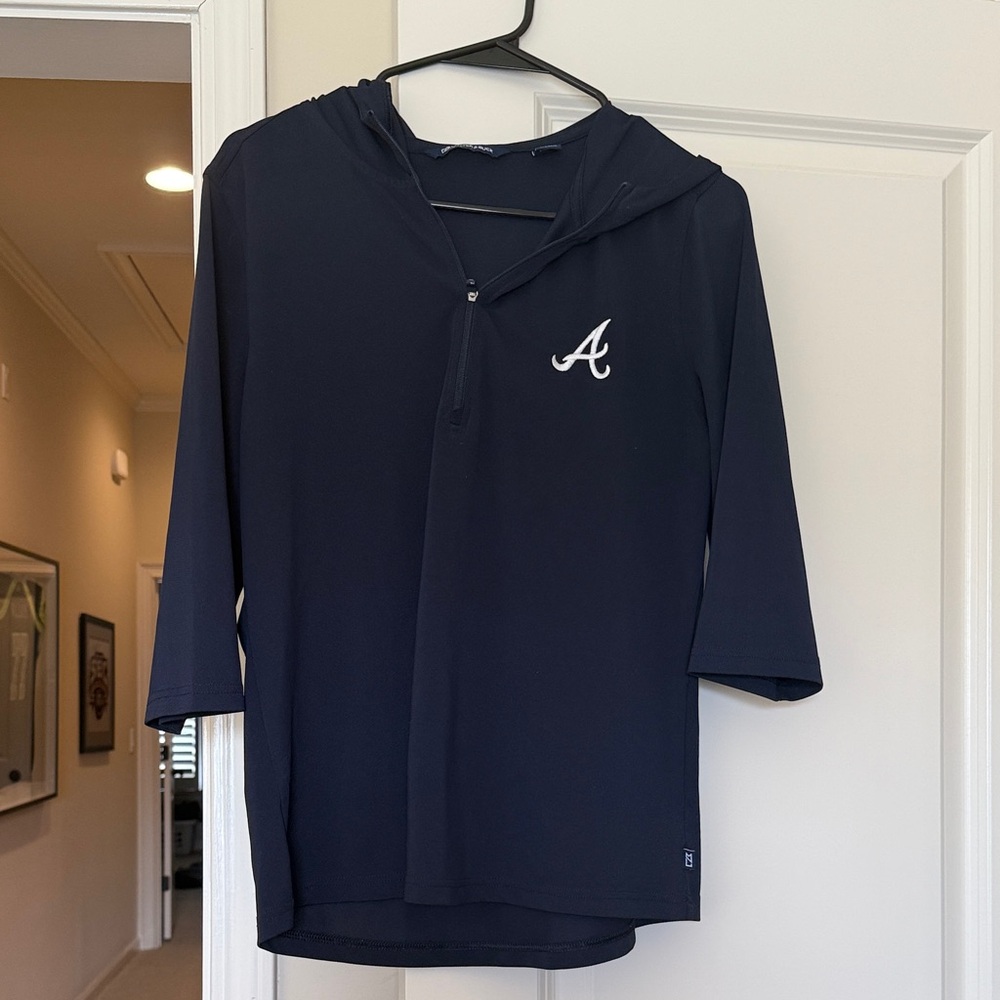 Atlanta Braves Cutter & Buck Navy Blue Short Sleeve Top